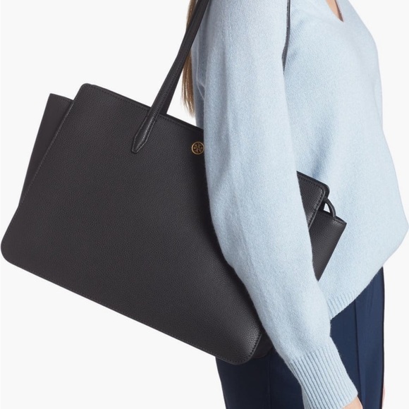 TORY BURCH Robinson Leather Tote. Black. NWOT - Picture 3 of 17